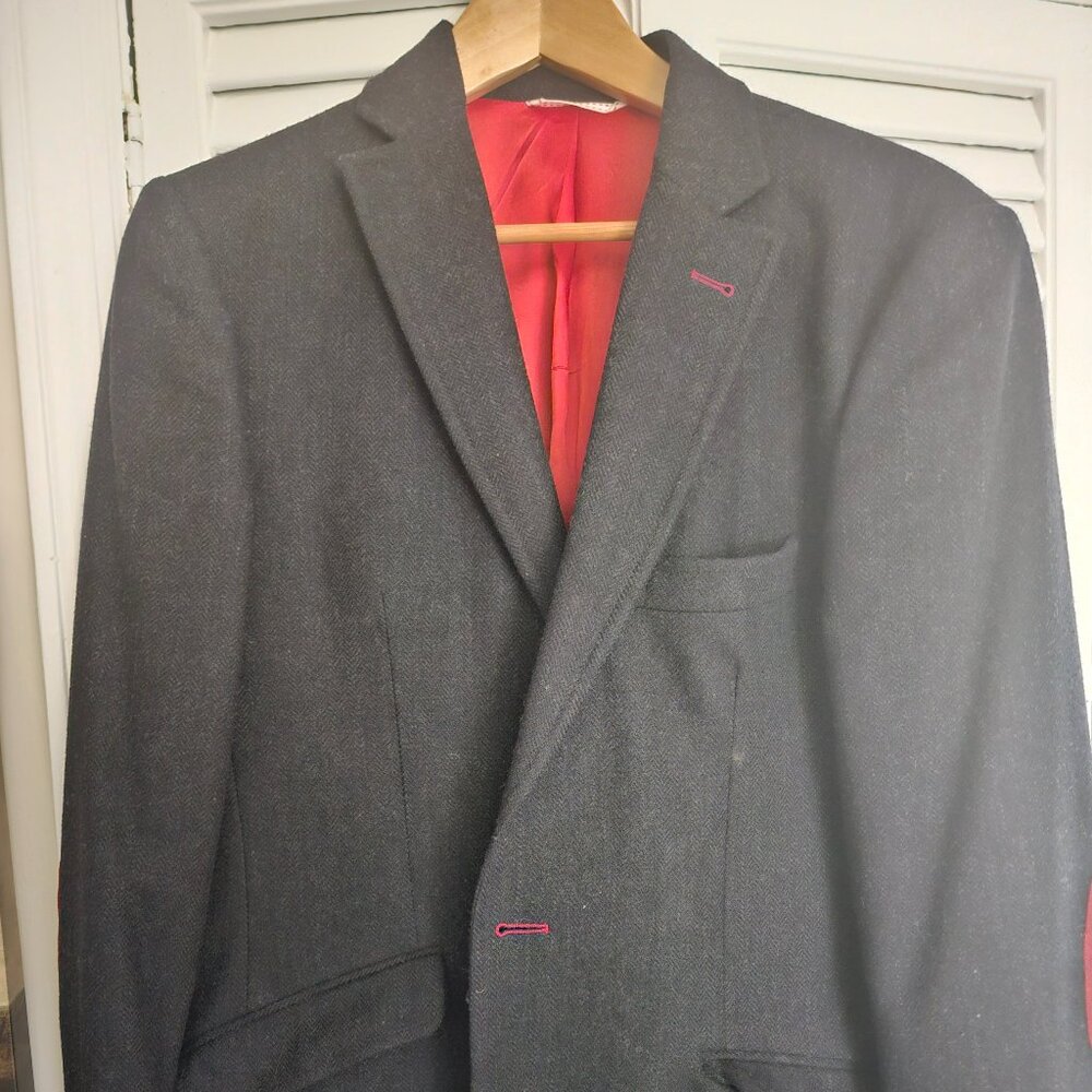 El Ganso Navy Tweed Blazer 40R – Red Details, Made in Portugal